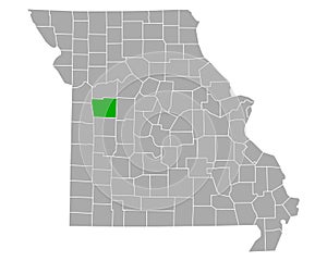 Map of Johnson in Missouri