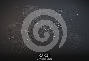 Map of Kabul, Afghanistan, satellite view