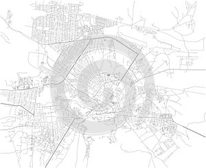 Map of Kabul, streets, Afghanistan. Asia