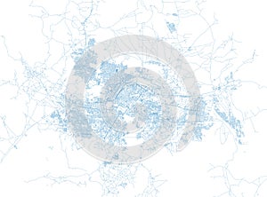 Map of Kabul, streets, map of the capital. Afghanistan