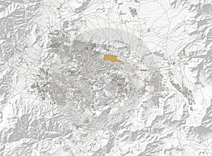 Map of Kabul, streets. Satellite view. Afghanistan. Asia. Mountains and relief. Airport