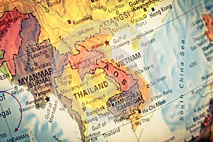 Map of Kampuchea,Cambodia. Close-up image