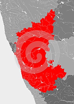 Map of Karnataka with lakes and rivers