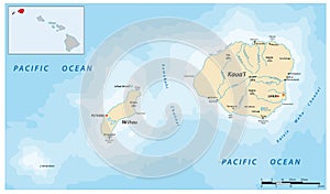 Map of Kauai County, Niihau and Kauai, Hawaii