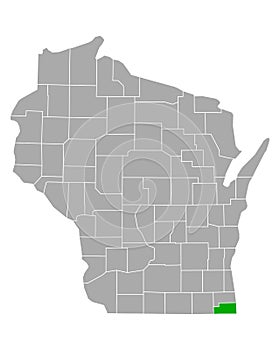Map of Kenosha in Wisconsin
