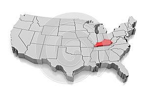 Map of Kentucky state, USA