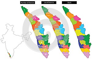 Map of Kerala with Districts
