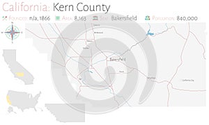 Map of Kern County in California