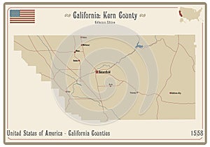 Map of Kern County in California