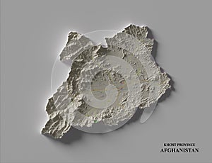 Map of Khost Province, Afghanistan.