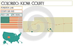 Map of Kiowa County in Colorado USA.