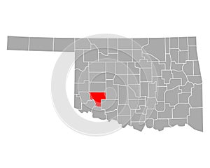 Map of Kiowa in Oklahoma photo