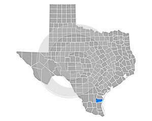 Map of Kleberg in Texas