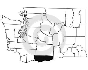 Map of klickitat County in Washington DC state on white background. single County map highlighted by black colour on WASHINGTON photo