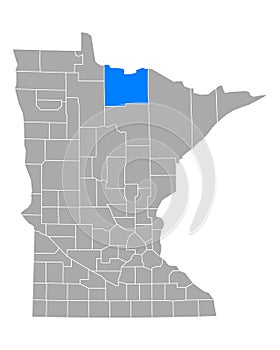 Map of Koochiching in Minnesota