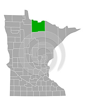 Map of Koochiching in Minnesota