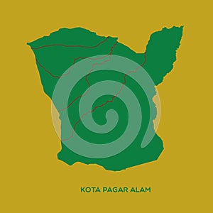 map of kota pagar alam. Vector illustration decorative design photo