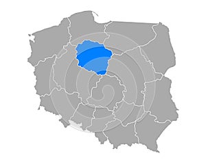 Map of Kujawsko-pomorskie in Poland