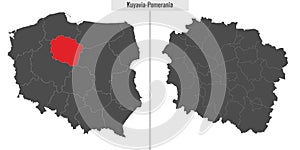 map of Kuyavia-Pomerania voivodship