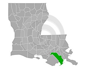 Map of Lafourche in Louisiana