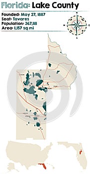 Map of Lake County in Florida