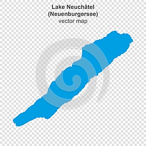 Map of Lake Neuchatel on transparent background
