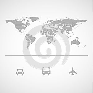 Map Landmass and transportation icon great for any use. Vector EPS10.