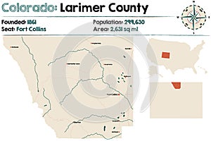 Map of Larimer County in Colorado