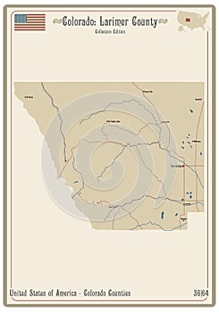 Map of Larimer County in Colorado