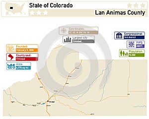 Map of Las Animas County in Colorado USA