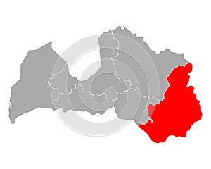Map of Latgale in Latvia