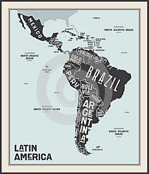 Map Latin America. Poster map of Latin America photo