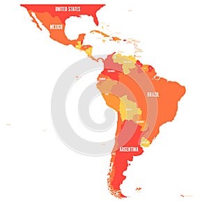 Map of Latin America. Vector illustration in shades of orange photo