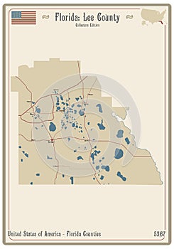 Map of Lee County in Florida