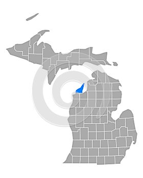 Map of Leelanau in Michigan