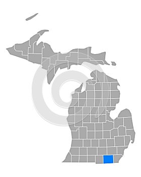 Map of Lenawee in Michigan