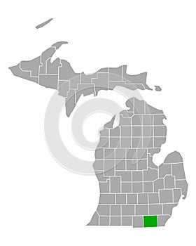 Map of Lenawee in Michigan