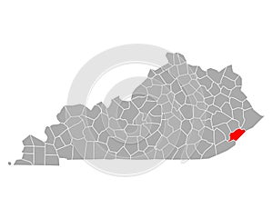 Map of Letcher in Kentucky