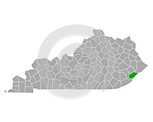 Map of Letcher in Kentucky
