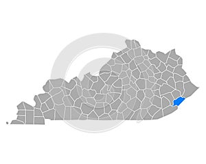 Map of Letcher in Kentucky