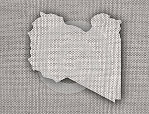 Map of Libya on old linen