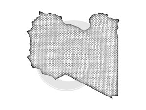 Map of Libya on old linen