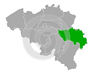 Map of Liege in Belgium