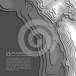 Map line of topography. Vector abstract topographic map concept with space for your copy. Black and white wave photo