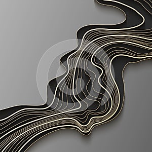 Map line of topography. Vector abstract topographic map concept with space for your copy. Black and white wave. Abstract paper cut