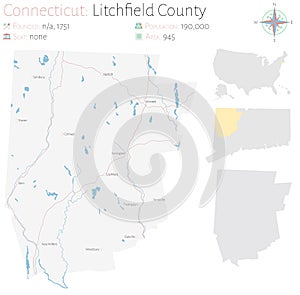 Map of Litchfield County in Connecticut