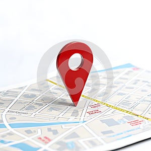 Map Localization Icon with Red Pin