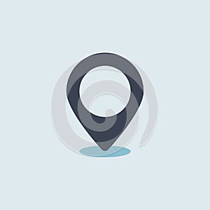 Map location icon. vector symbol in flat simple style on blue white background