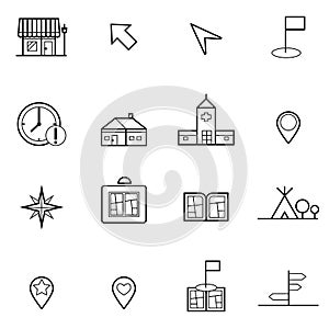 Map and location icons set vector illustration