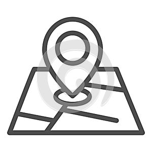 Map and location marker line icon, cartography concept, Geolocation sign on map sign on white background, GPS navigator